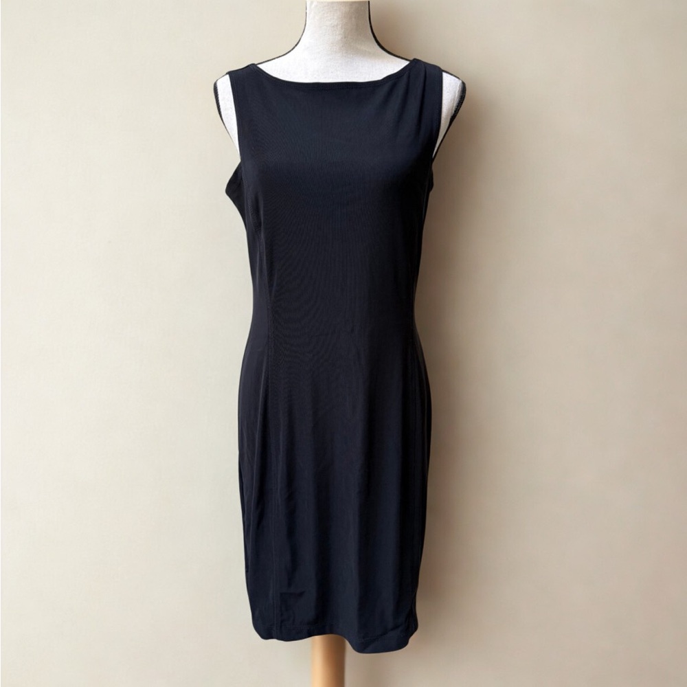 VINTAGE Classic Black LBD Stretch Midi Dress